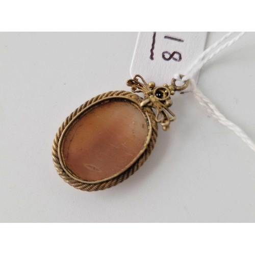 18 - Antique early Victorian gold cannetille cameo set pendant