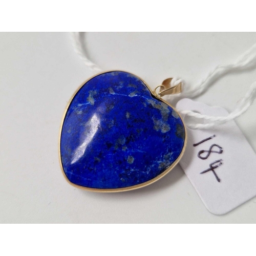 184 - A lapis heart pendant, 9ct