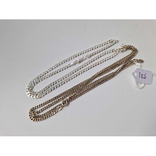 185 - Two silver chains, 21 g