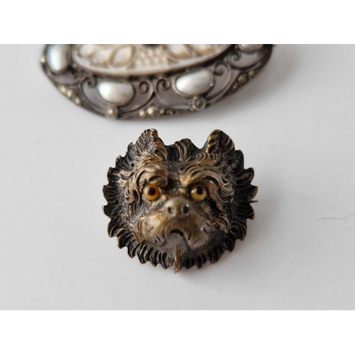 226 - Two MOP brooches and dog head brooch