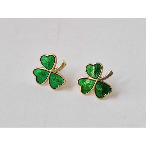 233 - A pair of shamrock earrings, 9ct