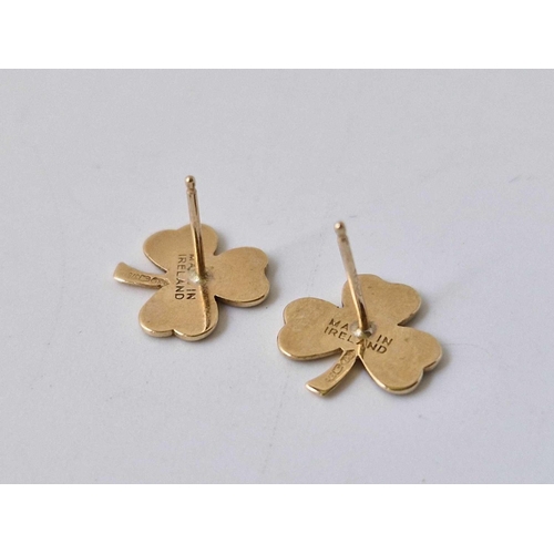 233 - A pair of shamrock earrings, 9ct