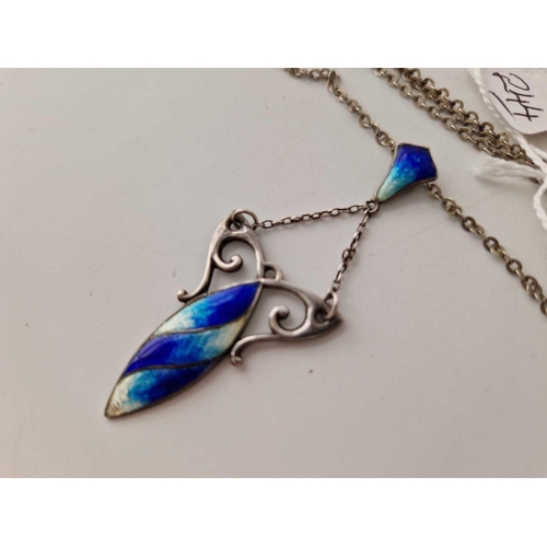 244 - An art nouveau silver and enamel pendant necklace