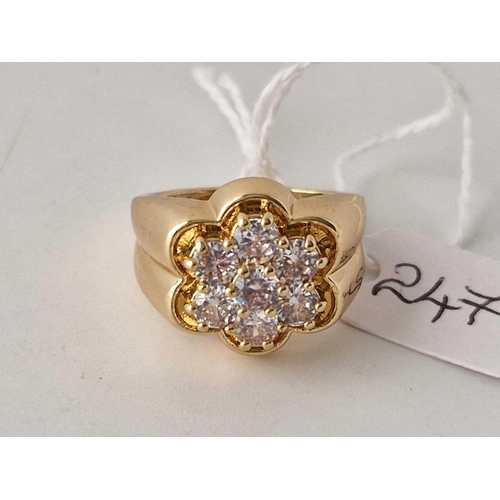 247 - Vintage silver gilt and paste flower ring size O