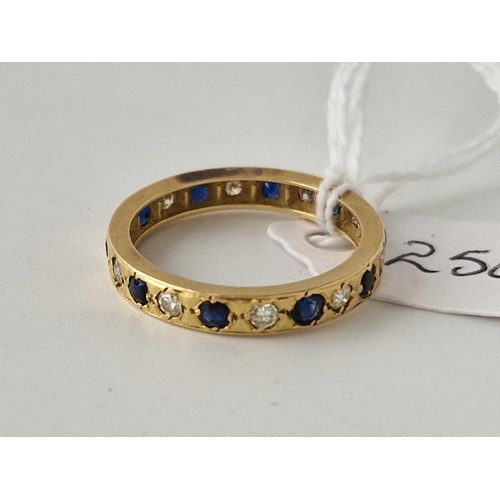 250 - A sapphire & diamond 9ct full eternity ring size N 3.2g inc