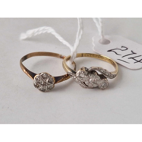 274 - Two Edwardian diamond 18ct gold rings 3.7g