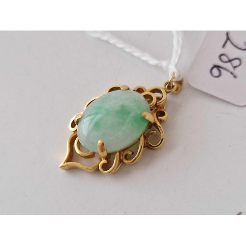 286 - A JADE PENDANT, 22ct, 6.7 g inc