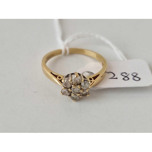 288 - A diamond daisy cluster ring, 18ct, size P 3.2 g