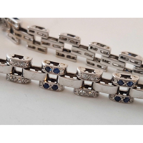 289 - A GOOD FANCY WHITE GOLD SAPPHIRE AND DIAMONDS GOLD BRACELET, 18ct, 7 inch, 22.5 g