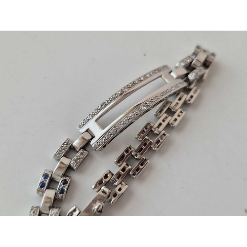 289 - A GOOD FANCY WHITE GOLD SAPPHIRE AND DIAMONDS GOLD BRACELET, 18ct, 7 inch, 22.5 g