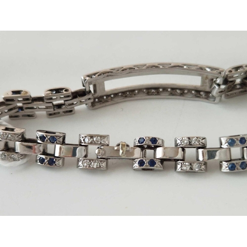 289 - A GOOD FANCY WHITE GOLD SAPPHIRE AND DIAMONDS GOLD BRACELET, 18ct, 7 inch, 22.5 g