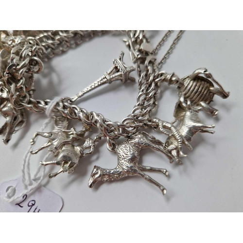 294 - A silver charm bracelet, 110 g