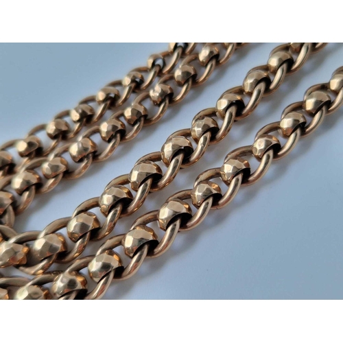 32 - AN ANTIQUE ROLLING LINKS DOUBLE ALBERT CHAIN, 9ct, 15 inch, 26.1 g