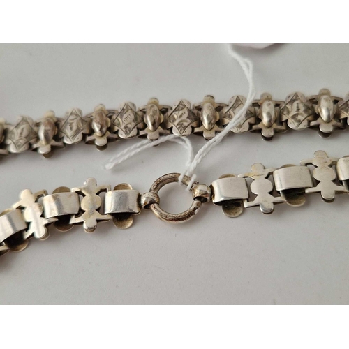 322 - A unusual fancy link silver neck chain 17 inch 33 g