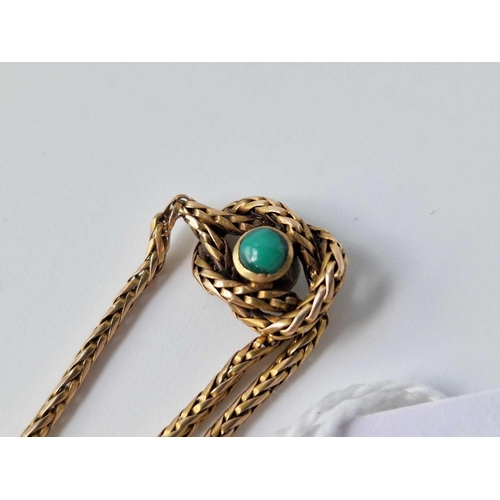 33 - A VICTORIAN FANCY ALBERTINA WITH FOB, set with turquoise, 15 inch, 6.3 g