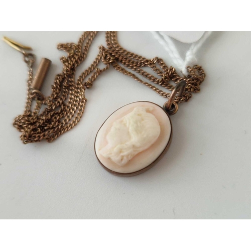 347 - A gold mounted cameo on gold chain, 9ct, 3.4 g