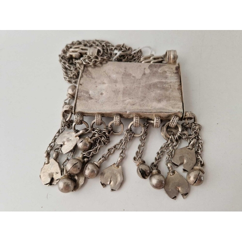 376 - A ISLAMIC silver tribal QURAN holder necklace 275 g