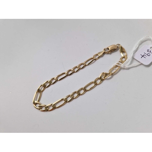 394 - A flat link bracelet, 9ct, 7 inch, 5.2 g