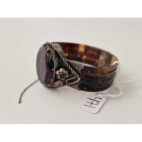 471 - A antique tortoise shell and silver bangle