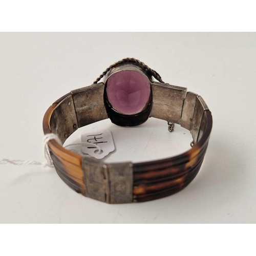 471 - A antique tortoise shell and silver bangle