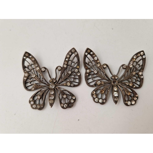 472 - A pair of paste set butterfly earrings