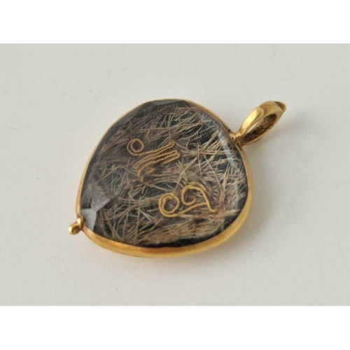 480 - A antique gold heart shaped memorial locket  pendant dated 1747