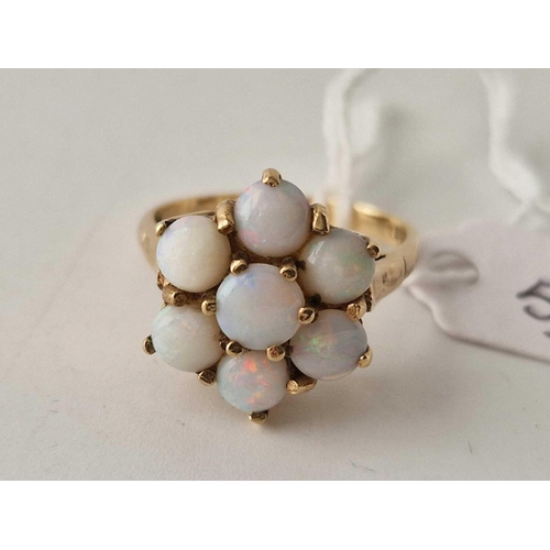 50 - Vintage opal cluster 9ct ring size Q 4.6g inc