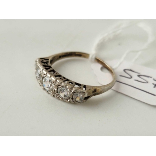 557 - A silver three silver CZ ring size Q