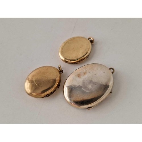 575 - Three antique oval lockets 2 are B&F and 1 silver