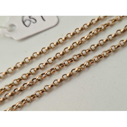 651 - A belcher link neck chain 9ct 28 inch 7 g