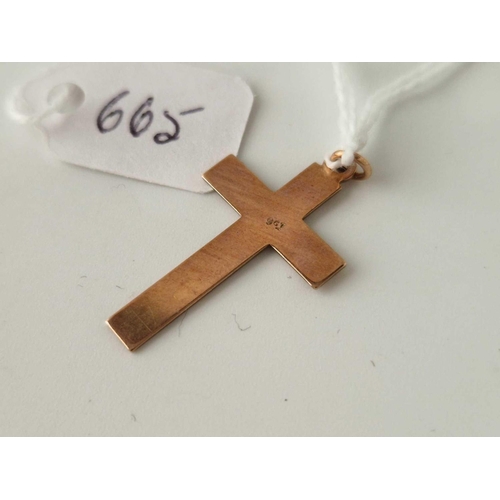 665 - A Rose gold cross pendant, 9ct, 1.1 g