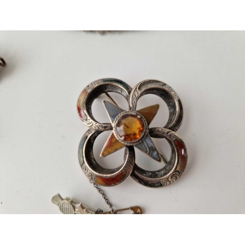 669 - x6 silver brooches, 36 g