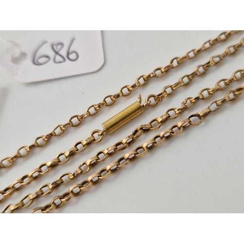 686 - A neck chain with bolt clasp 15ct gold 17 inch 2.8 g