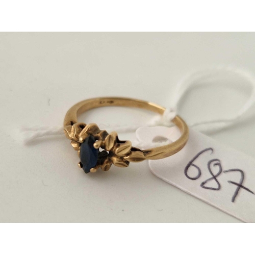 687 - A ring with sapphires 10ct gold size N 2 g