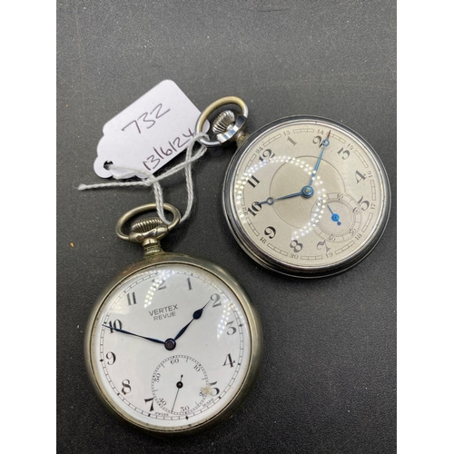 732 - Two gents chrome pocket watches W/O