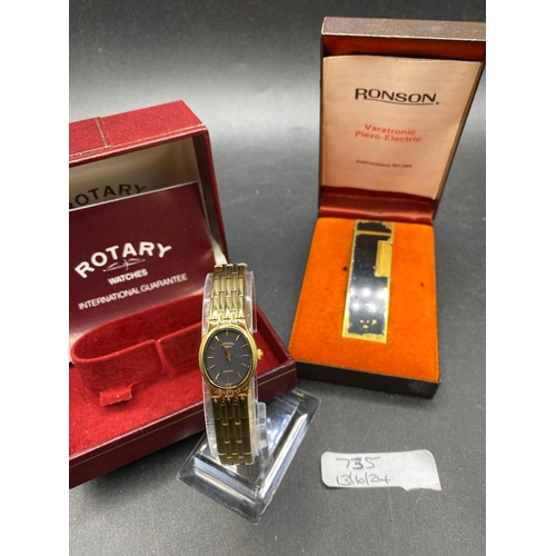 735 - A ladies ROTARY wrist watch and RONSON lighter