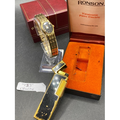 735 - A ladies ROTARY wrist watch and RONSON lighter