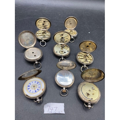 747 - Eight assorted silver fob watches