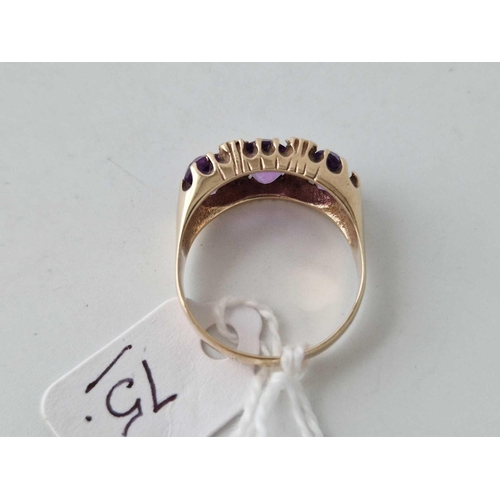 75 - An amethyst & diamond vintage 9ct ring size S 4.5g