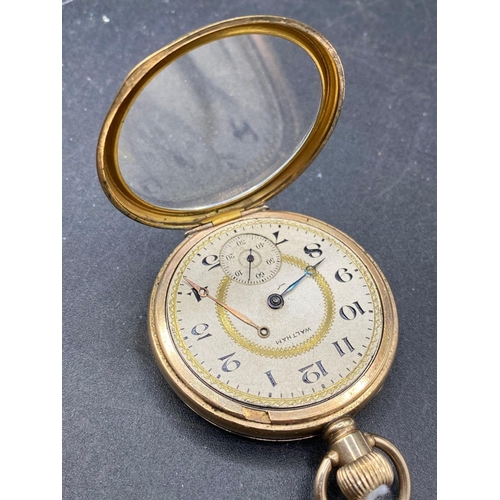 767 - A gilt gents pocket watch by WALTHAM with seconds dial