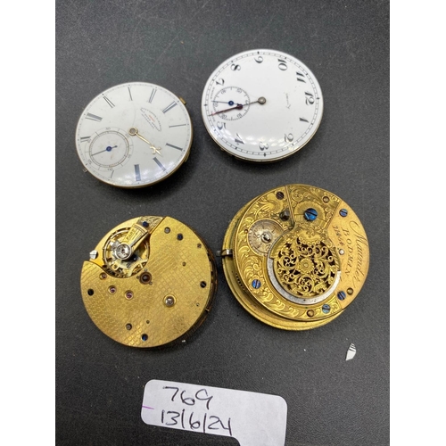 769 - Four pocket watch movements