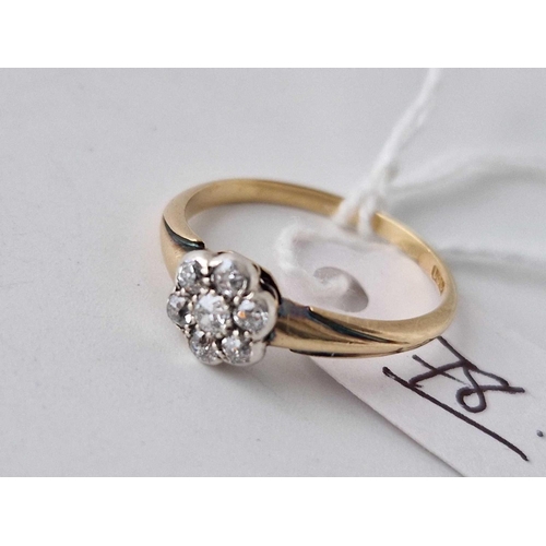 78 - An Edwardian diamond posy 18ct ring size N 2.2g