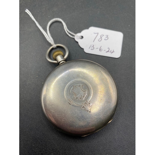 783 - A silver hunter gents pocket watch