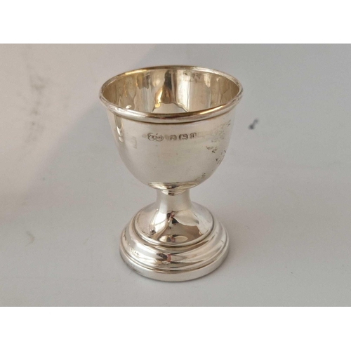 805 - A Plane Egg Cup on Pedestal Stem Birmingham 1932 & Silver Mounted Jar