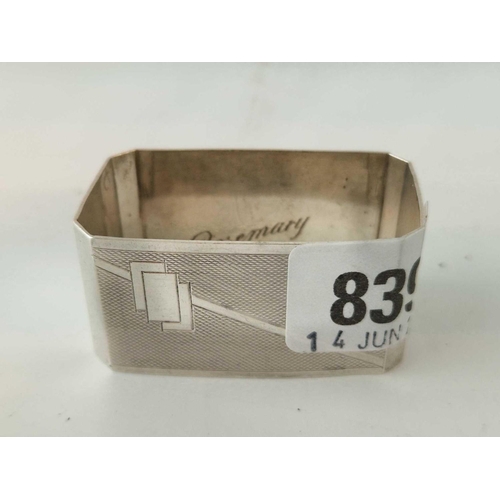 839 - An Art Deco Style Engine Turned Napkin Ring Birmingham 1930 33g