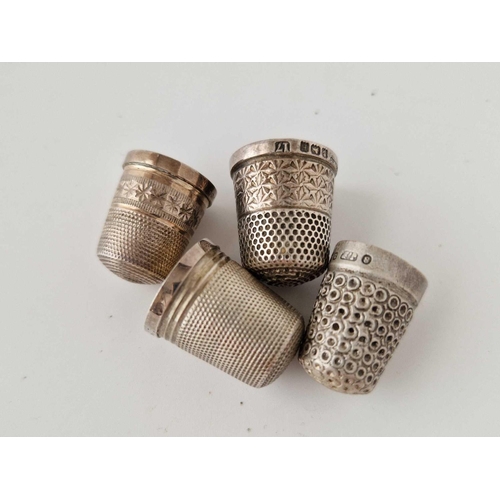 842 - A Group of Four Silver Thimbles  Birmingham 1931 etc