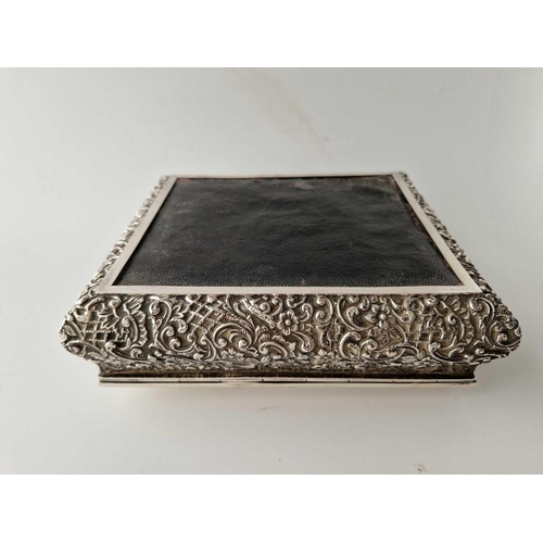 908 - A good jewellery box with embossed decoration of scrolls and flowers, 8.5