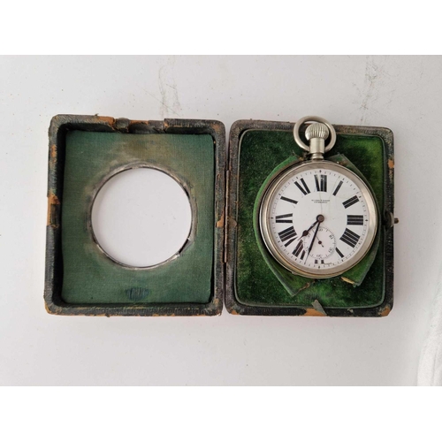 910 - Another travelling clock with seconds hand dial and silver case, 4.5