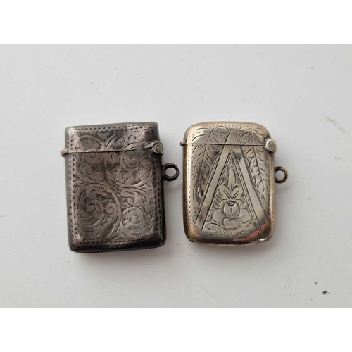 920 - Two vesta cases engraved with scrolls, Birmingham 1902 and 1910