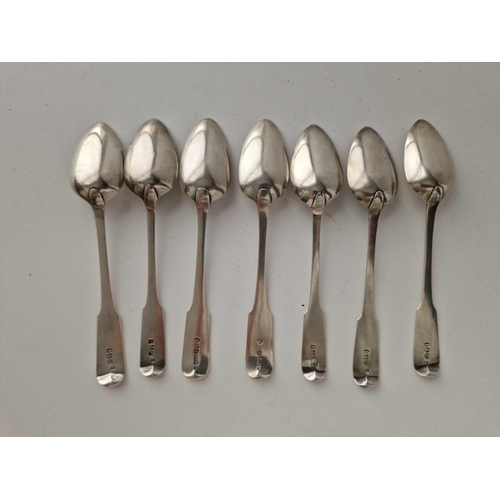 921 - A set of seven Georgian Scottish teaspoons, by AK, 108 g